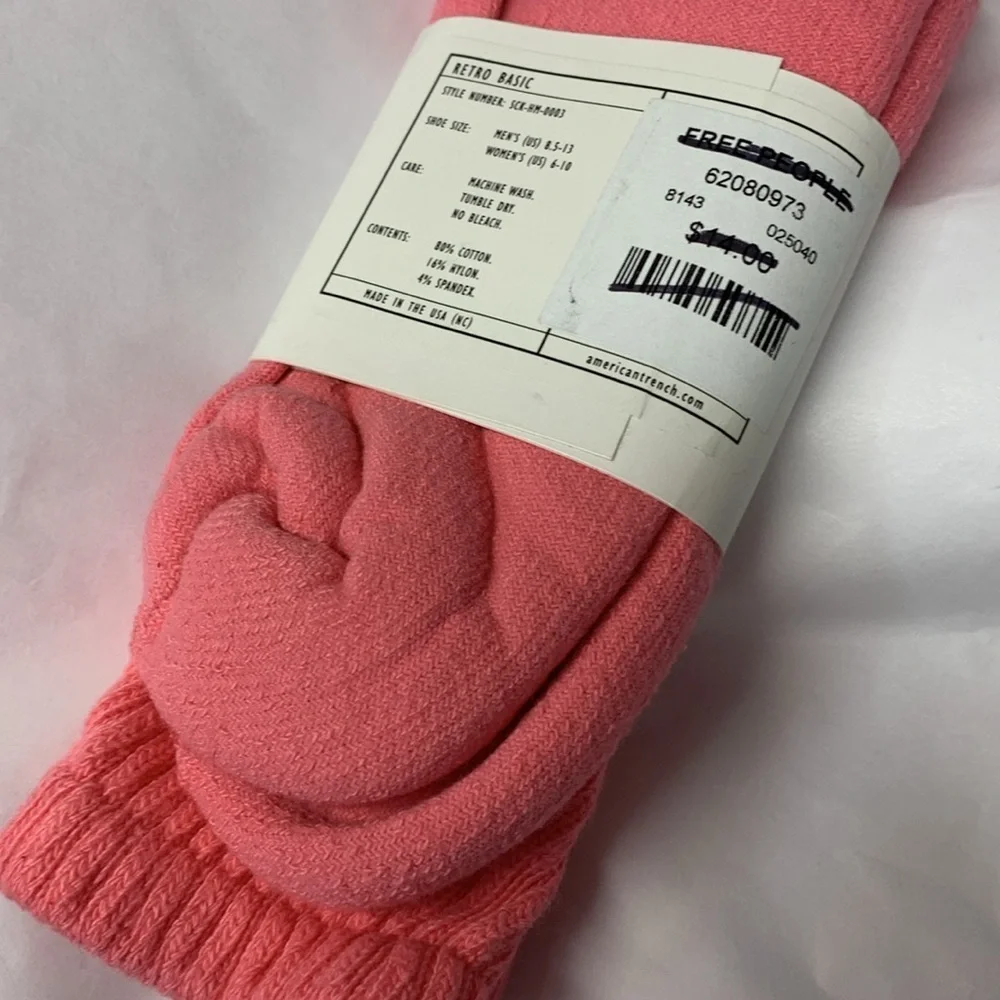Free people American trench retro solids pink socks new wtags